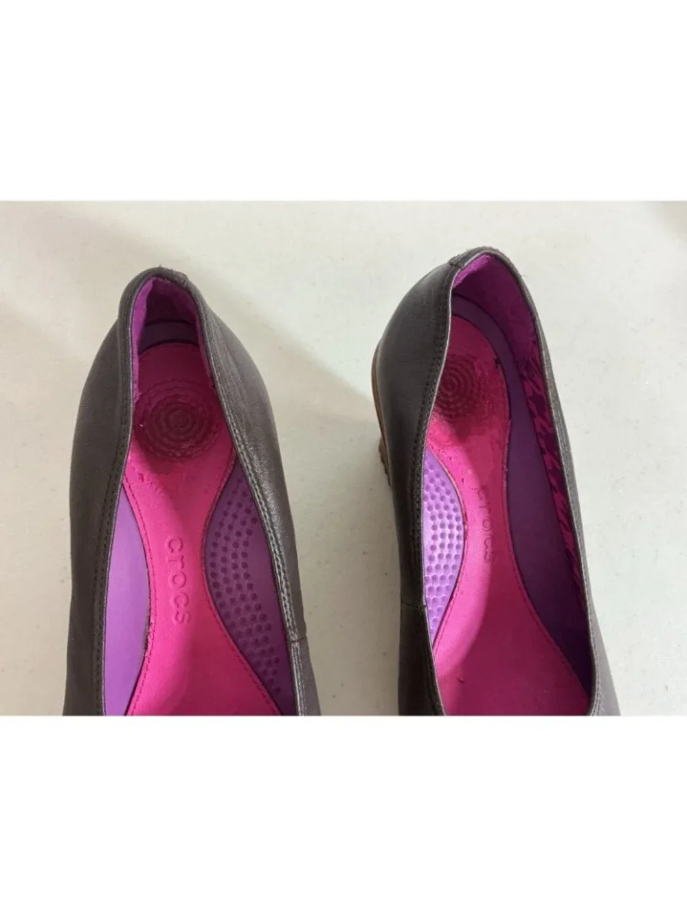 Crocs Leather Wedge Pumps Platform Womens 6